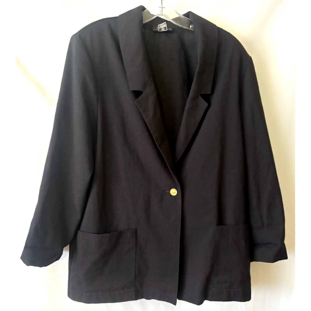 Radcliffe Black Sz 12 Lightweight 1 Button Minimalist Office Jacket 2 Packets